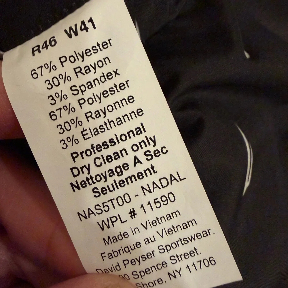 Nautica Nadal Black Tuxedo Suit Set Modern Fit Active Stretch 46R W41 NAS5T00